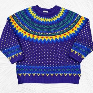 Vintage Gallagher Wool Sweater Small Fair Isle Retro 80's 90's Geometric